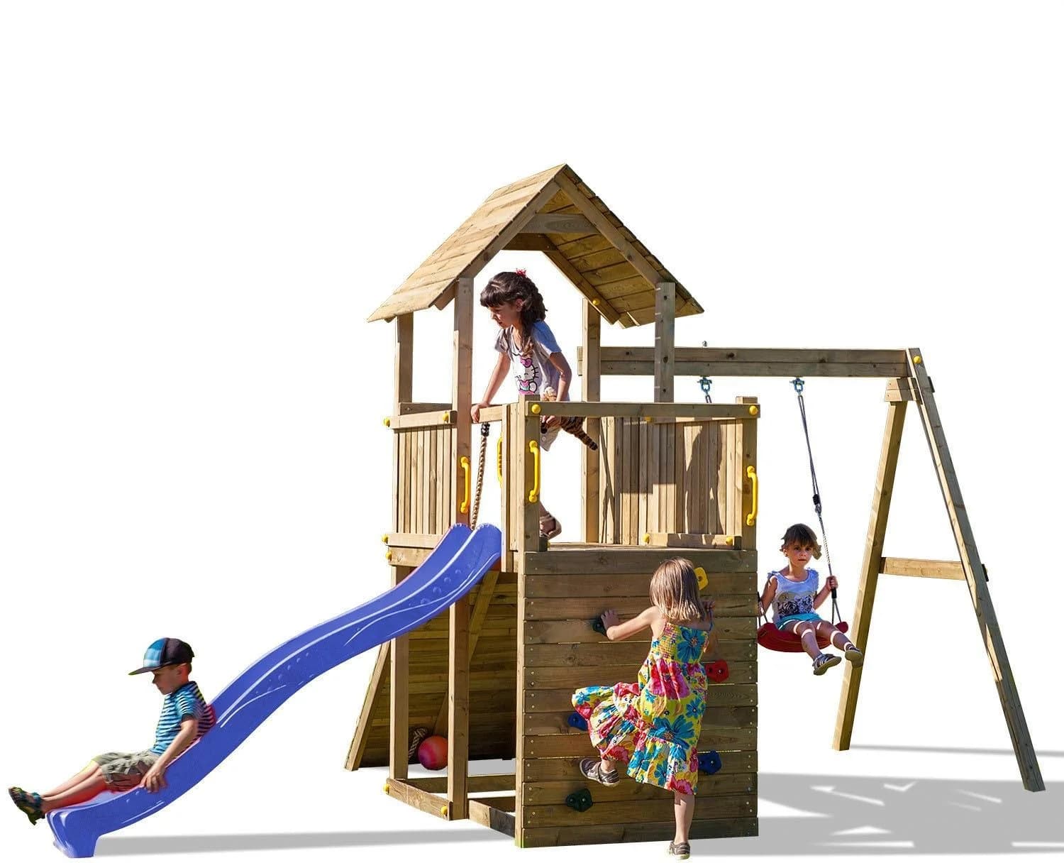 FUNGOO Spielturm CAROL3 Klettergerüst mit Schaukel und Rutsche Bunt - Bild 2