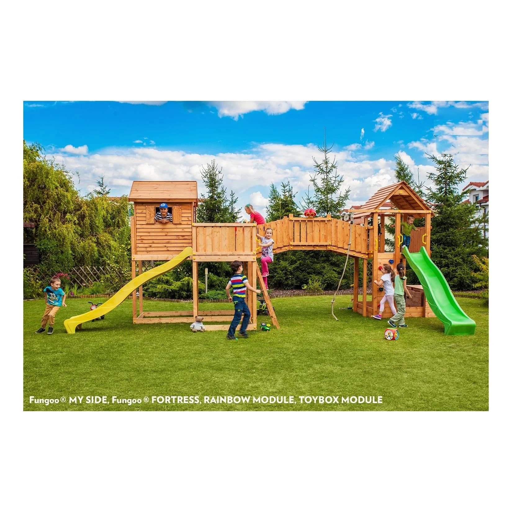 FUNGOO MAXI SET SIZED PLAZA Spielturm mit Rutsche und Schaukel