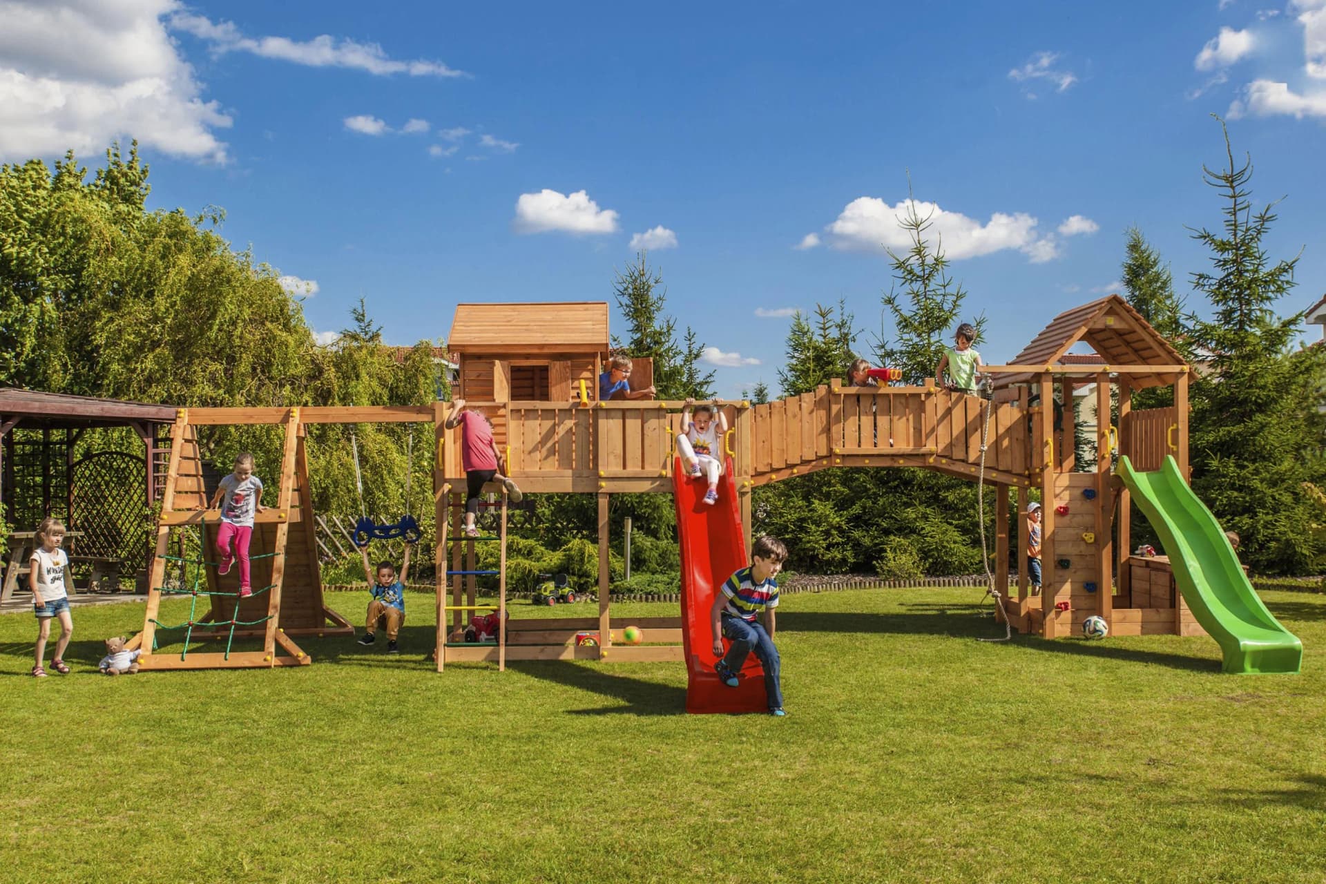 FUNGOO MAXI SET Spider Land Spielturm mit Rutsche und Schaukel - Bild 2