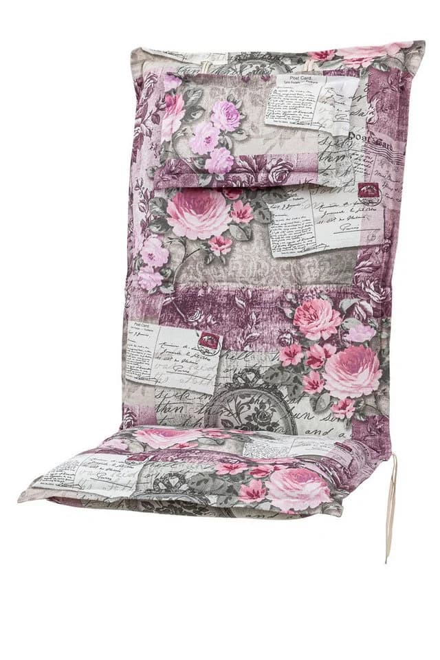 KETTtex Hochlehnerauflage Rom 0798 Grau-Rosa Blumen - Bild 2