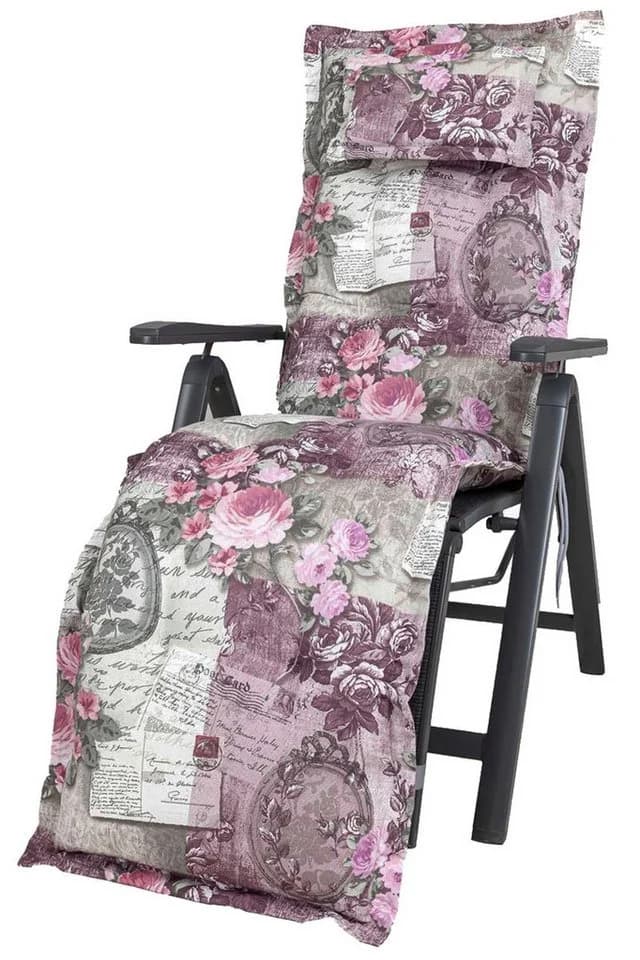 KETTtex Sesselauflage Relaxliege Rom 0798 Rosa-Grau Blumenmuster - Bild 2