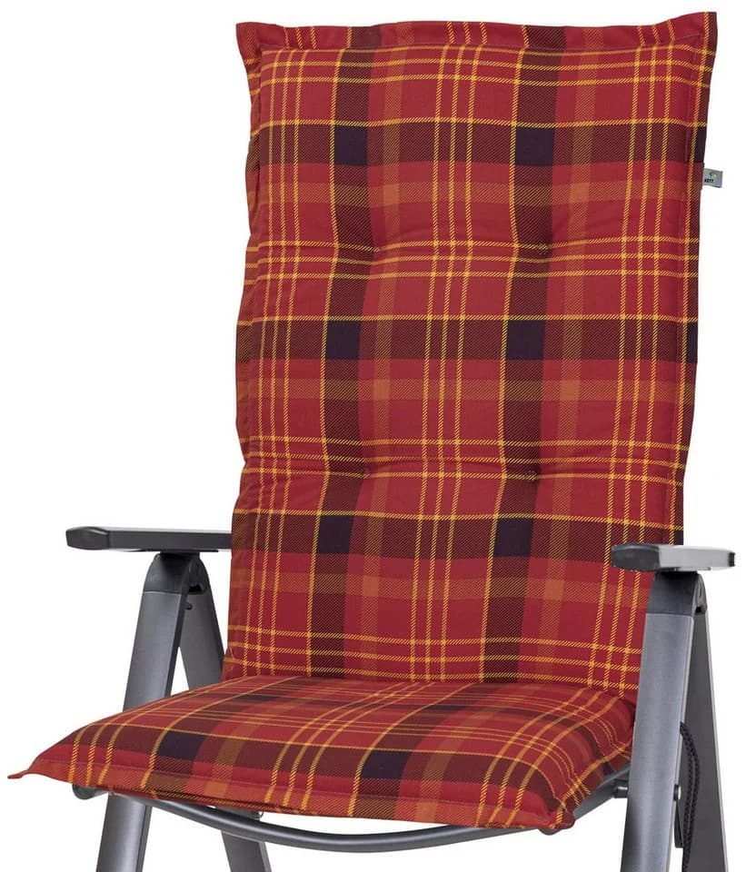 KETTtex Hochlehnerauflage Milano rot-gelb kariert mit Halteband