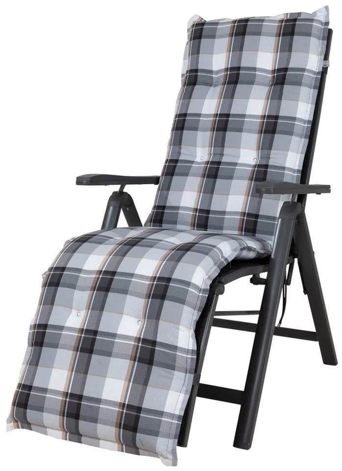 KETTtex Sesselauflage Relaxliege Milano 2401 grau-braun-weiß kariert - Bild 2