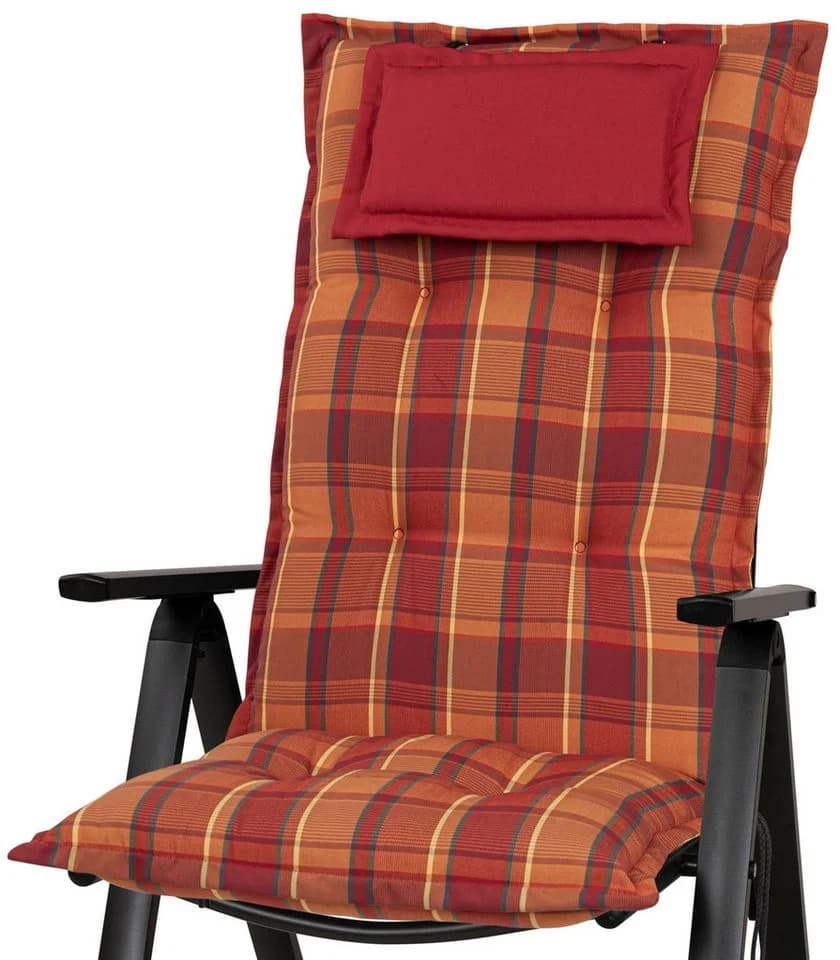 KETTtex Hochlehnerauflage Rom 2136 Orange-Rot Kariert