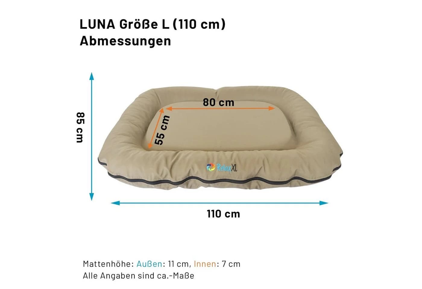 RelaxXL Hundekissen LUNA Orthopädisch Outdoorgewebe Taupe - Bild 5