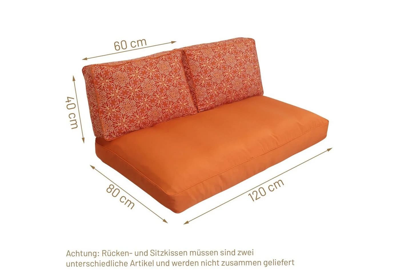 RelaxXL Dekokissen VALERIA Mandala-Design Orange Palettenauflage - Bild 4