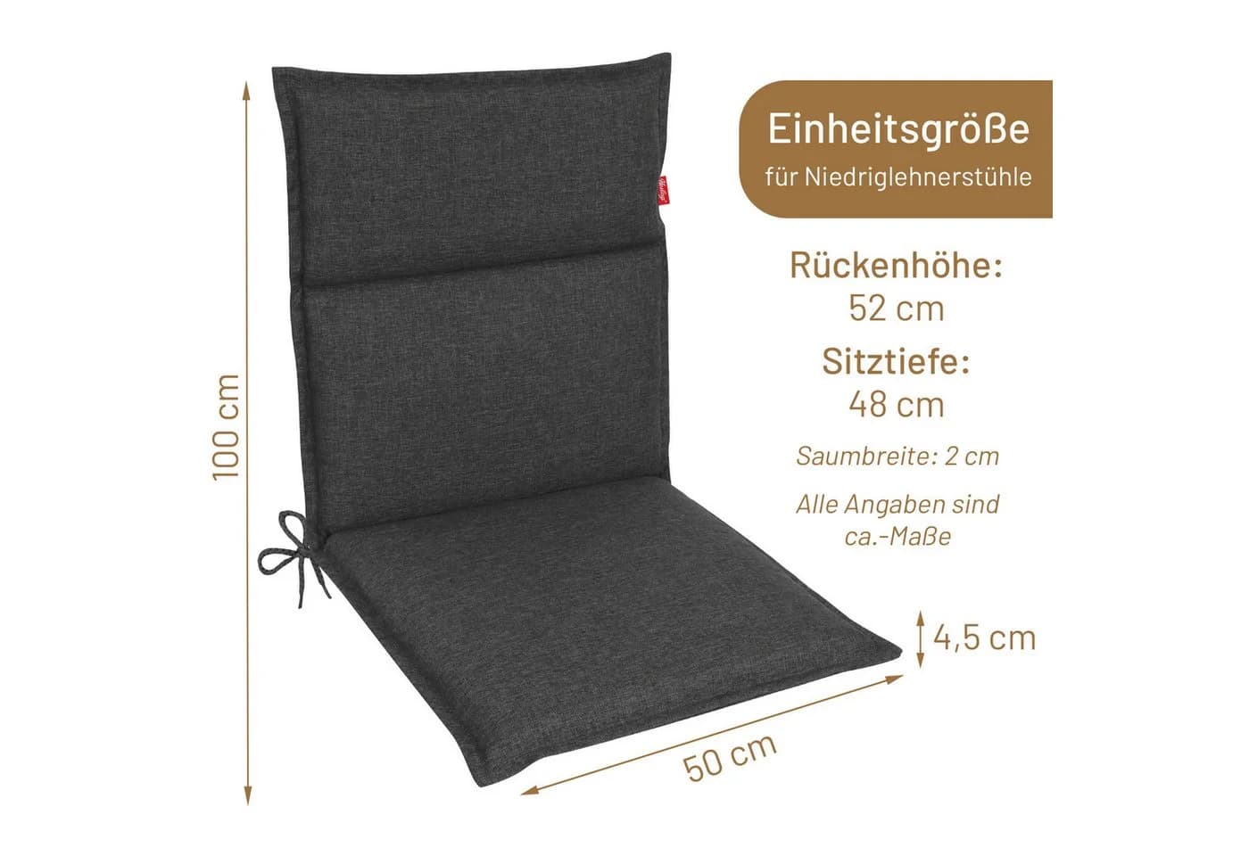 Herlag Polsterauflage Bea Gartenstuhl Niedriglehner Anthrazit - Bild 3