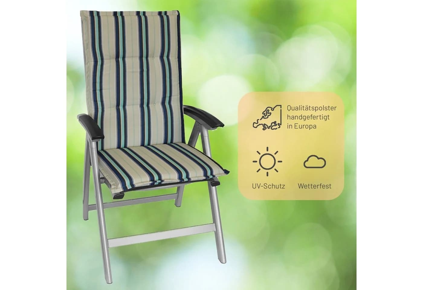 RelaxXL Hochlehnerauflage Comfort Blau UV-Schutz