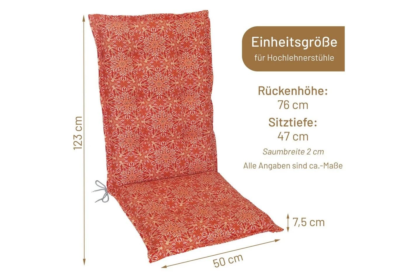 Herlag Hochlehnerauflage Valiera Gartenstuhl Orange Mandala - Bild 3
