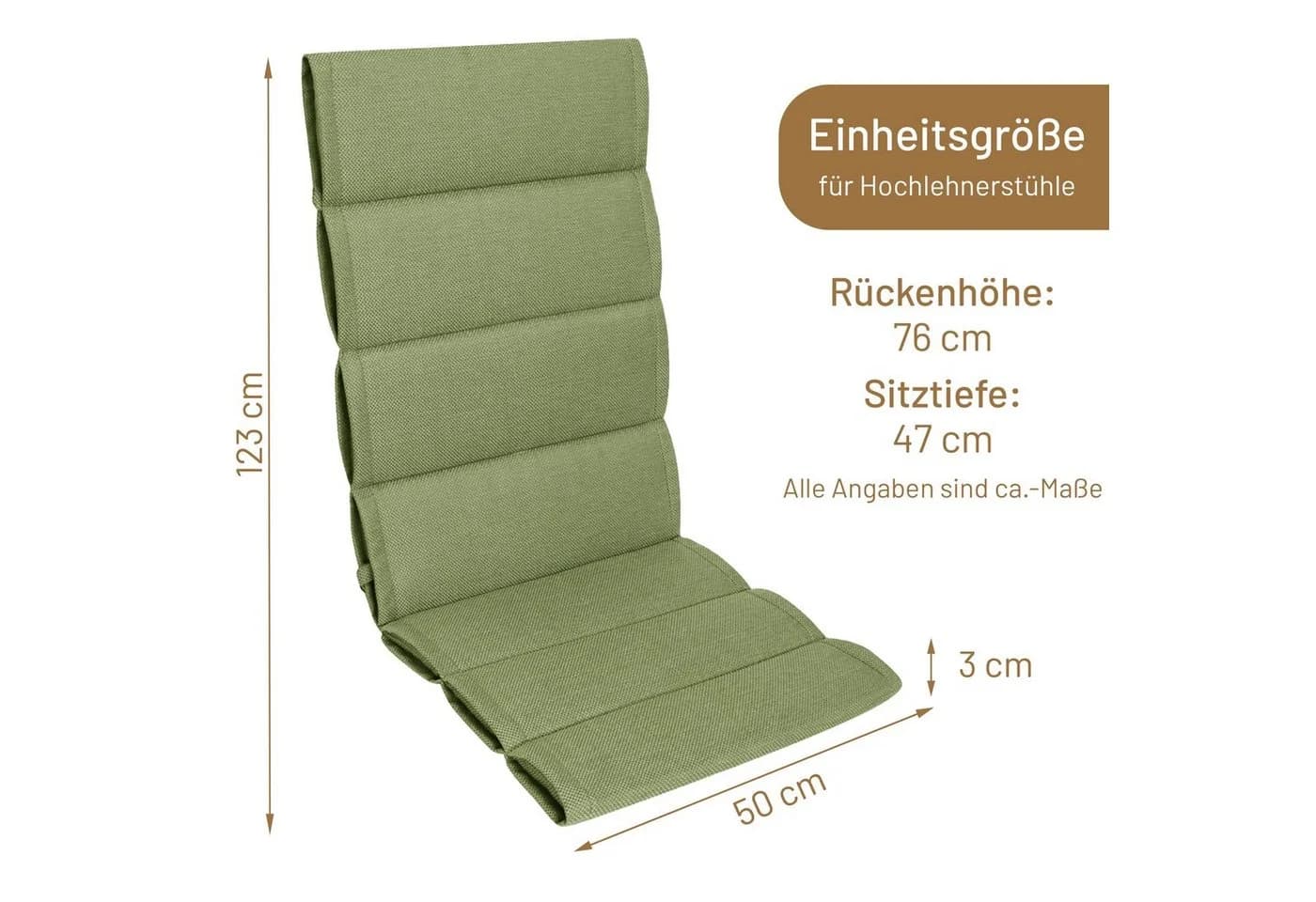 Herlag Hochlehnerauflage Linnea Gartenstuhlpolster Oliv - Bild 3