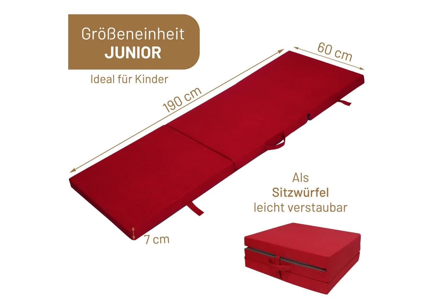RelaxXL Klappmatratze Junior Rot-meliert 190x60x7cm - Bild 3