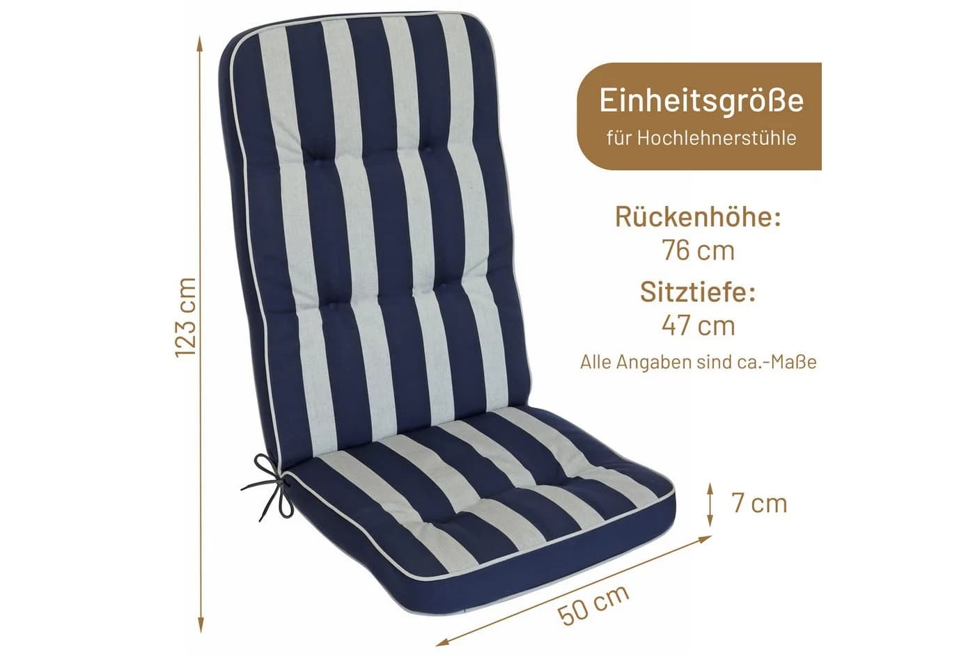 Herlag Hochlehnerauflage Tilly Blau-Gestreift Gartenmöbelauflage - Bild 3