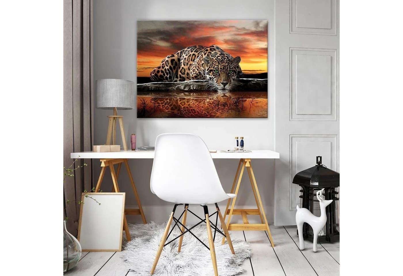 Wallarena Leinwandbild Tiger Tiere Afrika Natur Orange Modern XXL