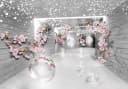 Wallarena Vliestapete 3D-Effekt Blumen Grau Bild 1