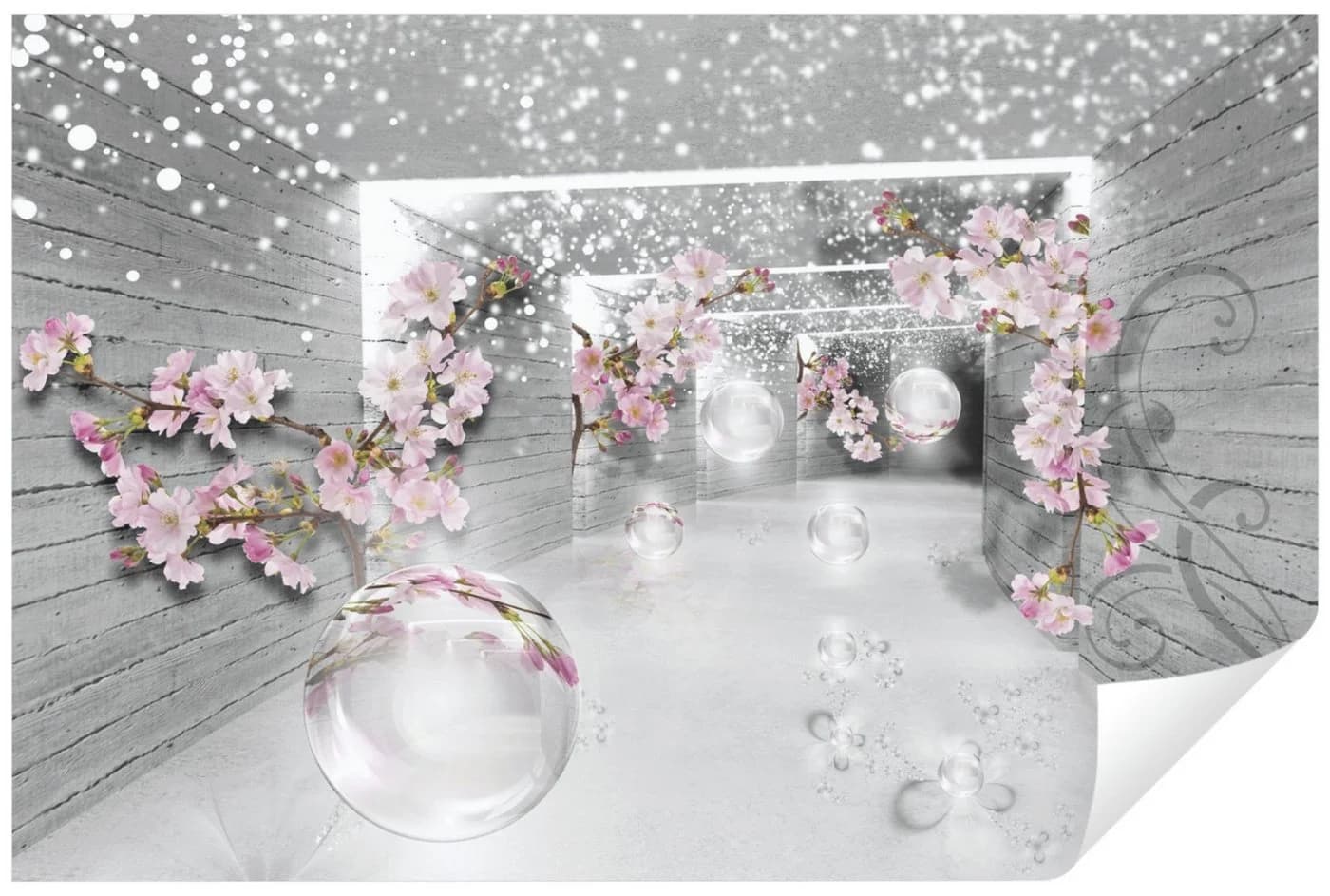 Wallarena Vliestapete 3D-Effekt Blumen Grau - Bild 2
