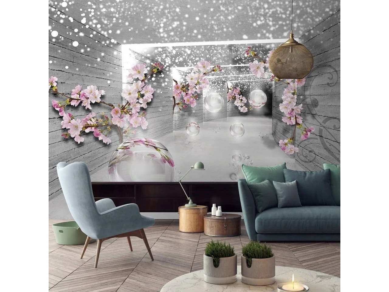 Wallarena Vliestapete 3D-Effekt Blumen Grau - Bild 3