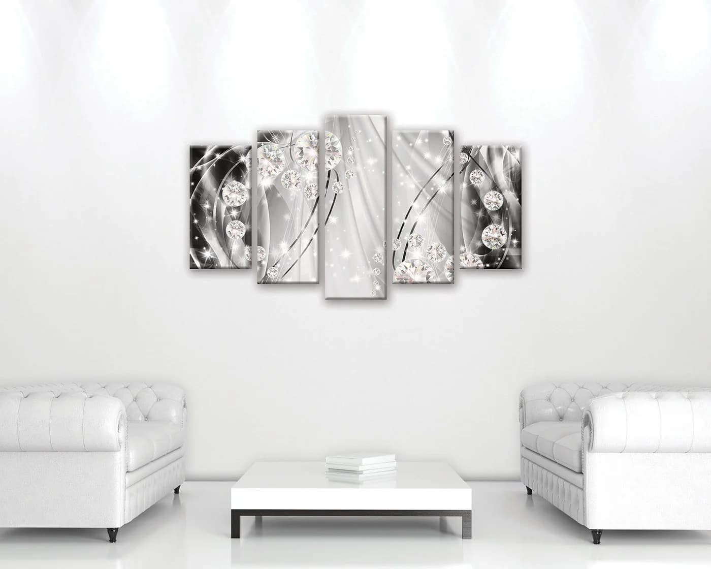 Wallarena Leinwandbild Set Abstrakt Diamanten Silber 5-teilig Modern Glamour