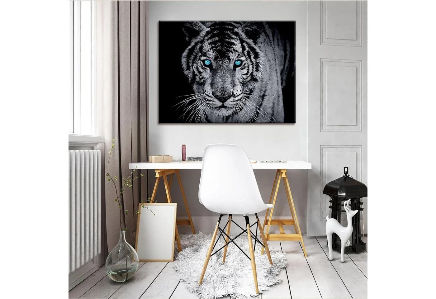 Wallarena Leinwandbild Tiger Tiere schwarz Modern XXL