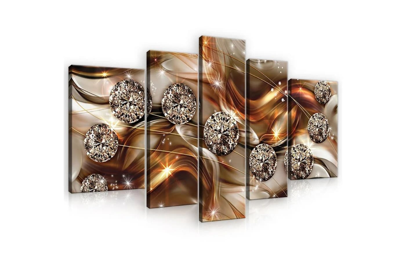 Wallarena Leinwandbild Set Gold Abstrakt Diamanten XXL 5-teilig - Bild 2