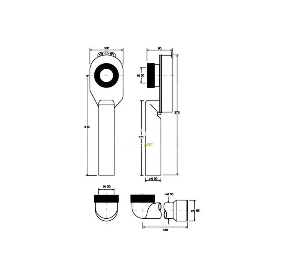 Primaster Urinal-Set Gaia weiß inkl. Ablauf und Druckspüler