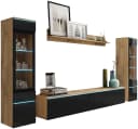 P & B Wohnwand Vera Eiche Wotan Schwarz Hochglanz Bild 1