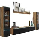 P & B Wohnwand Vera Eiche Wotan Schwarz Hochglanz Bild 2