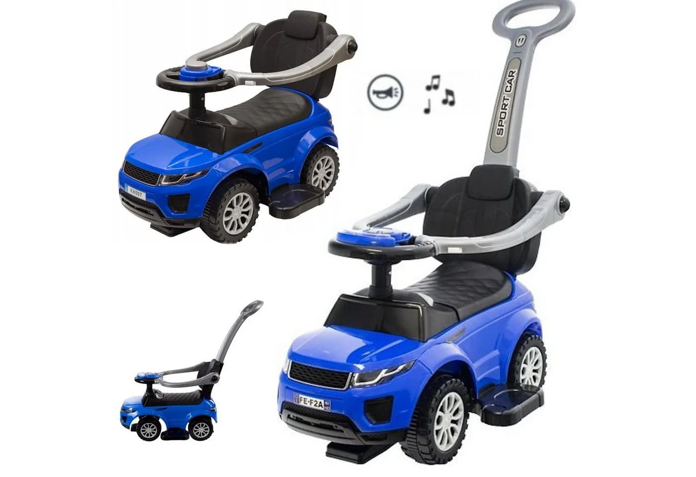 COIL Rutscherauto Babyrutscher 3in1 Blau mit Druckgriff - Bild 2