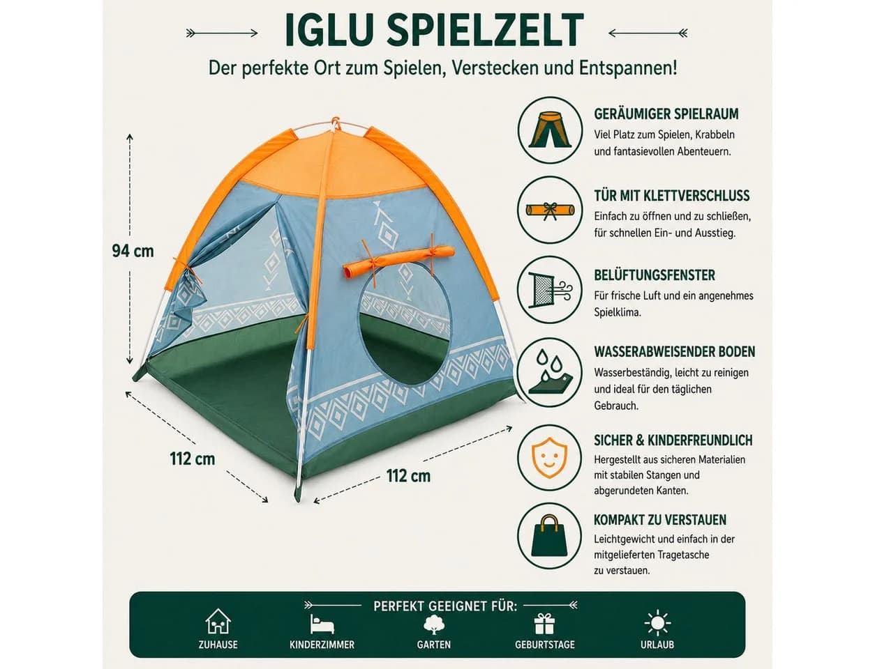 COIL Spielzelt 7-tlg. Bunt Krabbeltunnel Tipi Spielhaus - Bild 3