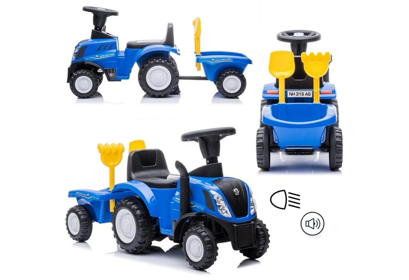 COIL Rutscherauto Kindertraktor New Holland Blau mit Licht- und Soundfunktionen - Bild 2