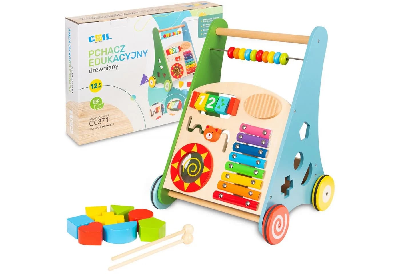 COIL Babywalker Lauflernwagen 3in1 Bunt Holz Lernspielzeug - Bild 2