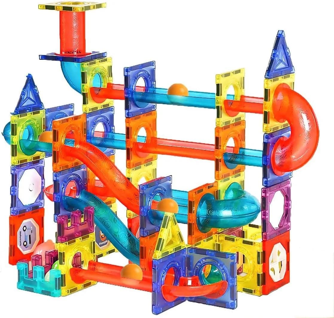 COIL Magnetische Bauklötze, Magnetspielbausteine, 105 St, Kugelbahn, Kaleidoskop, Verschiedene Formen