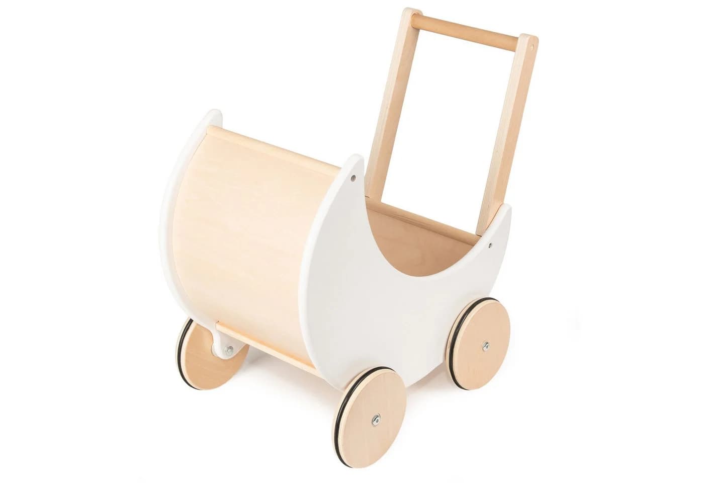 COIL Puppenwagen Lauflernwagen aus Holz mit Gummirädern
