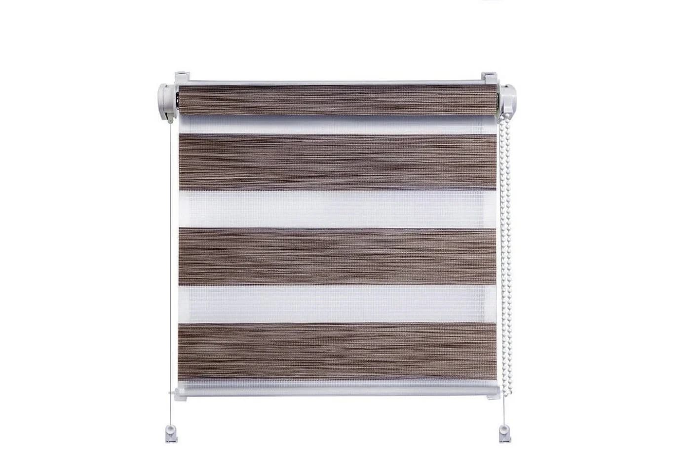 Clever-Kauf-24 Doppelrollo Klemmfix 3 in 1 Wood braun ohne Bohren - Bild 2