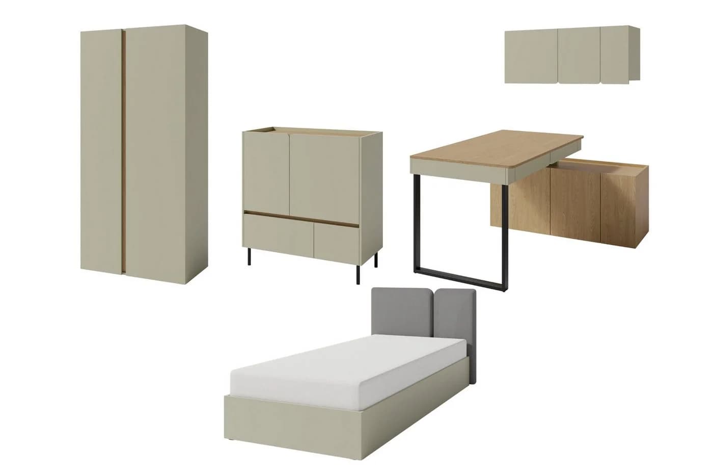 Deine Möbel 24 Jugendzimmer-Set LIBU A 5-tlg. Beige Eiche