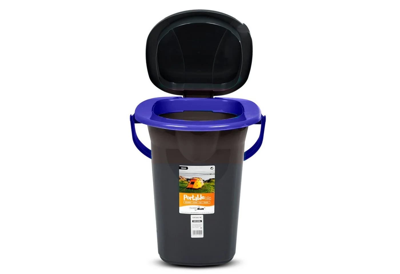 GreenBlue Campingtoilette GB320 Tragbarer Toiletten-Eimer 19L Schwarz-Blau