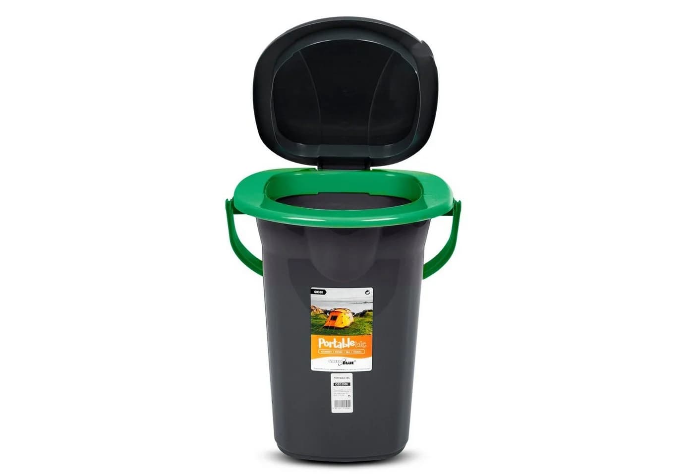 GreenBlue Campingtoilette GB320 Tragbarer Toiletten-Eimer 19L Schwarz-Grün
