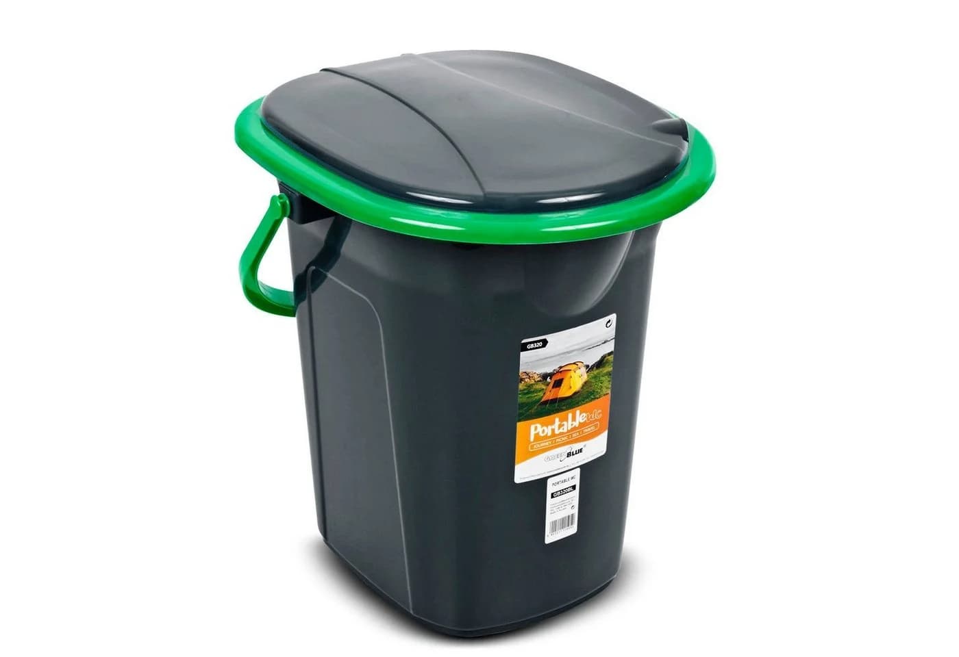 GreenBlue Campingtoilette GB320 Tragbarer Toiletten-Eimer 19L Schwarz-Grün - Bild 2