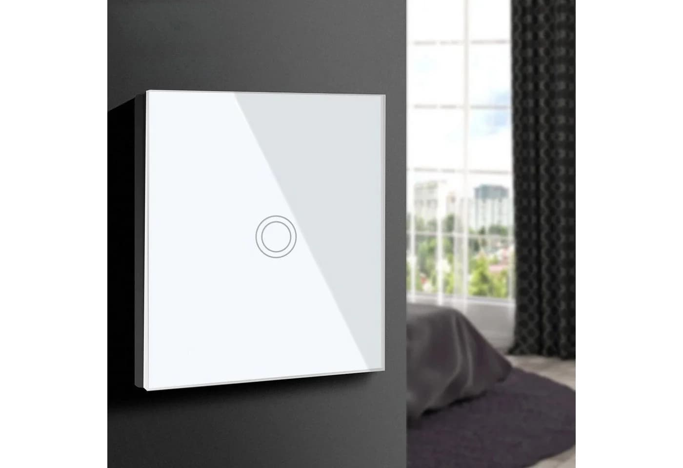 Maclean Touch Lichtschalter Weiß Glas