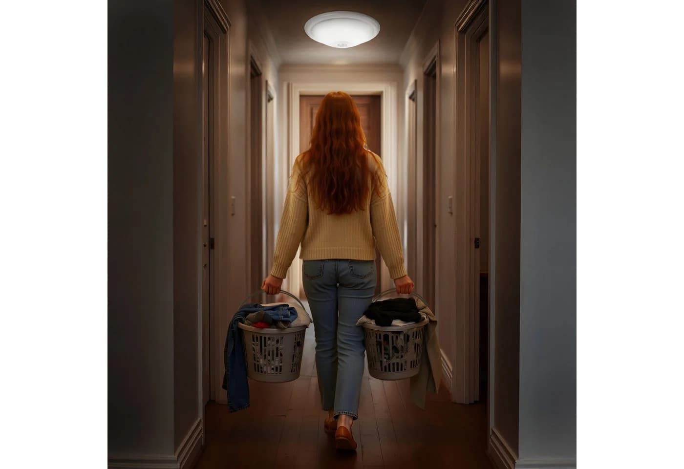 Maclean Deckenleuchte MCE324 für 2 LED-Birnen mit E27-Gewinde Bewegungssensor Ø 23 cm, ohne Leuchtmittel, Runde Deckenlampe 360 ° IP20 Intelligente Beleuchtung für Ihr Zuhause - Bild 3