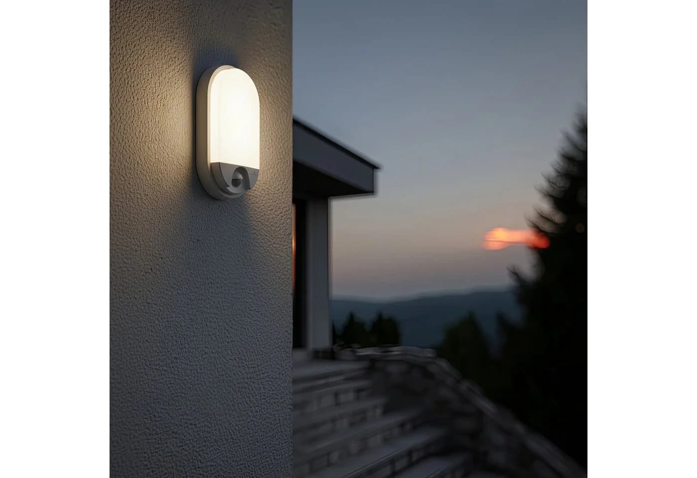 Maclean Außen-Wandleuchte MCE340 LED mit Bewegungssensor Weiß