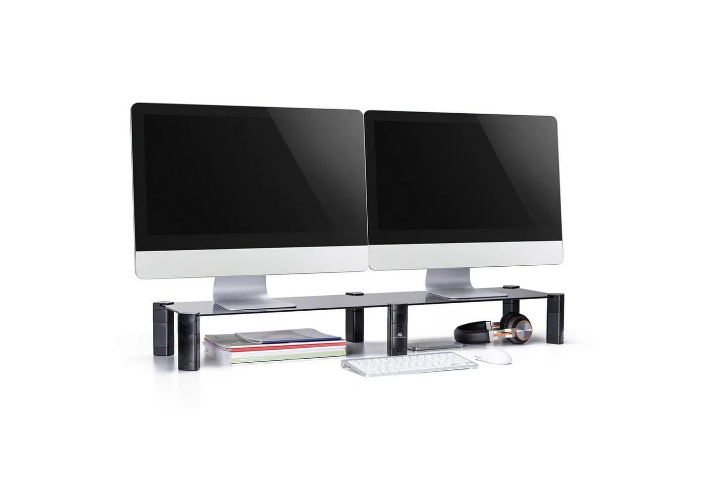 Maclean MC-936 Monitorständer Schwarz für 2 Monitore