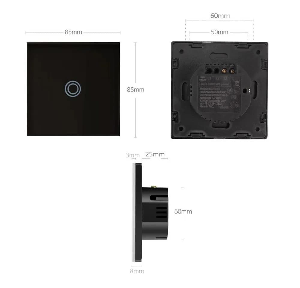 Maclean Touch Lichtschalter Schwarz mit LED-Adapter - Bild 3