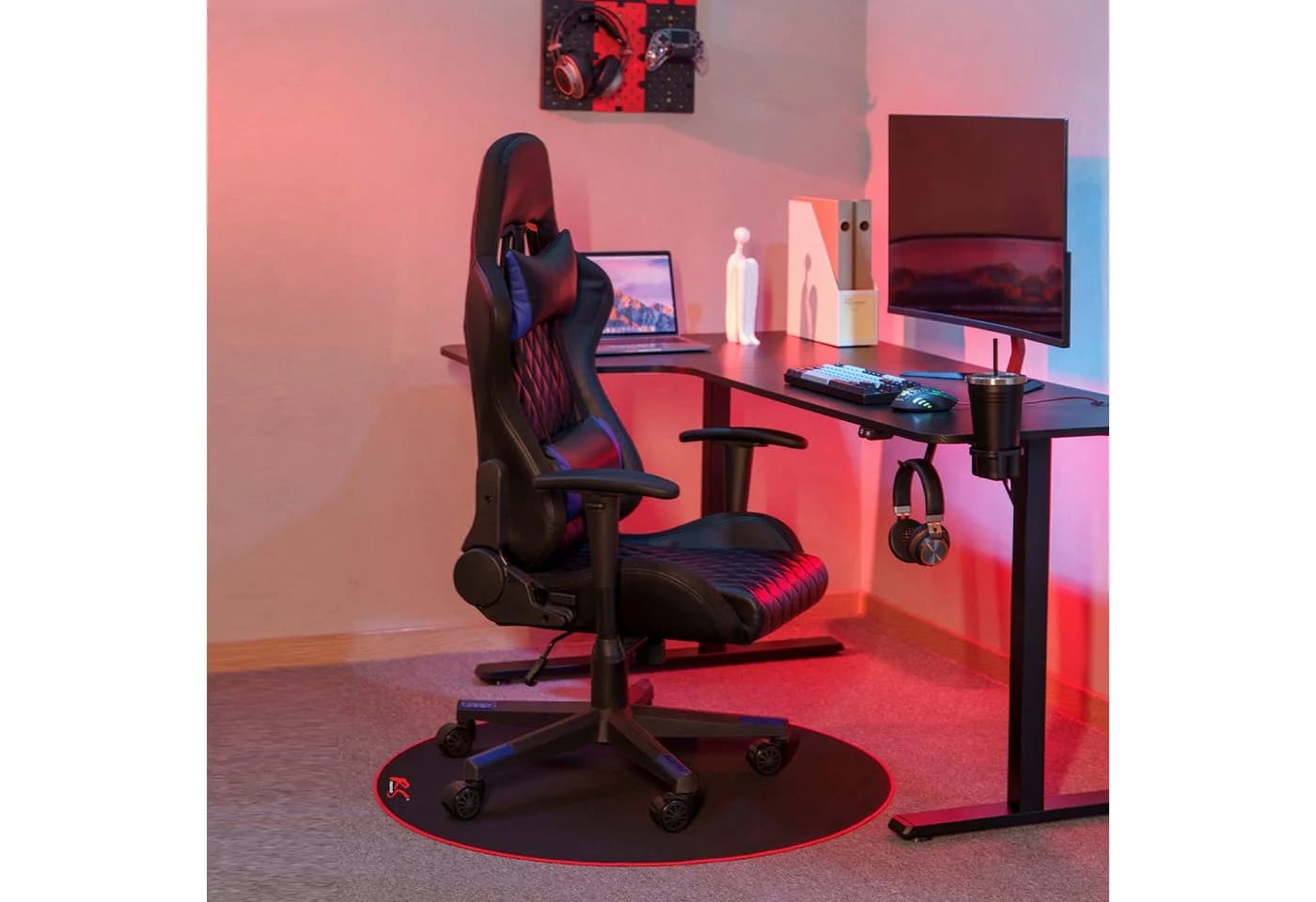 NanoRS Bodenschutzmatte RS172 Gaming Stuhlmatte rund 100 cm schwarz