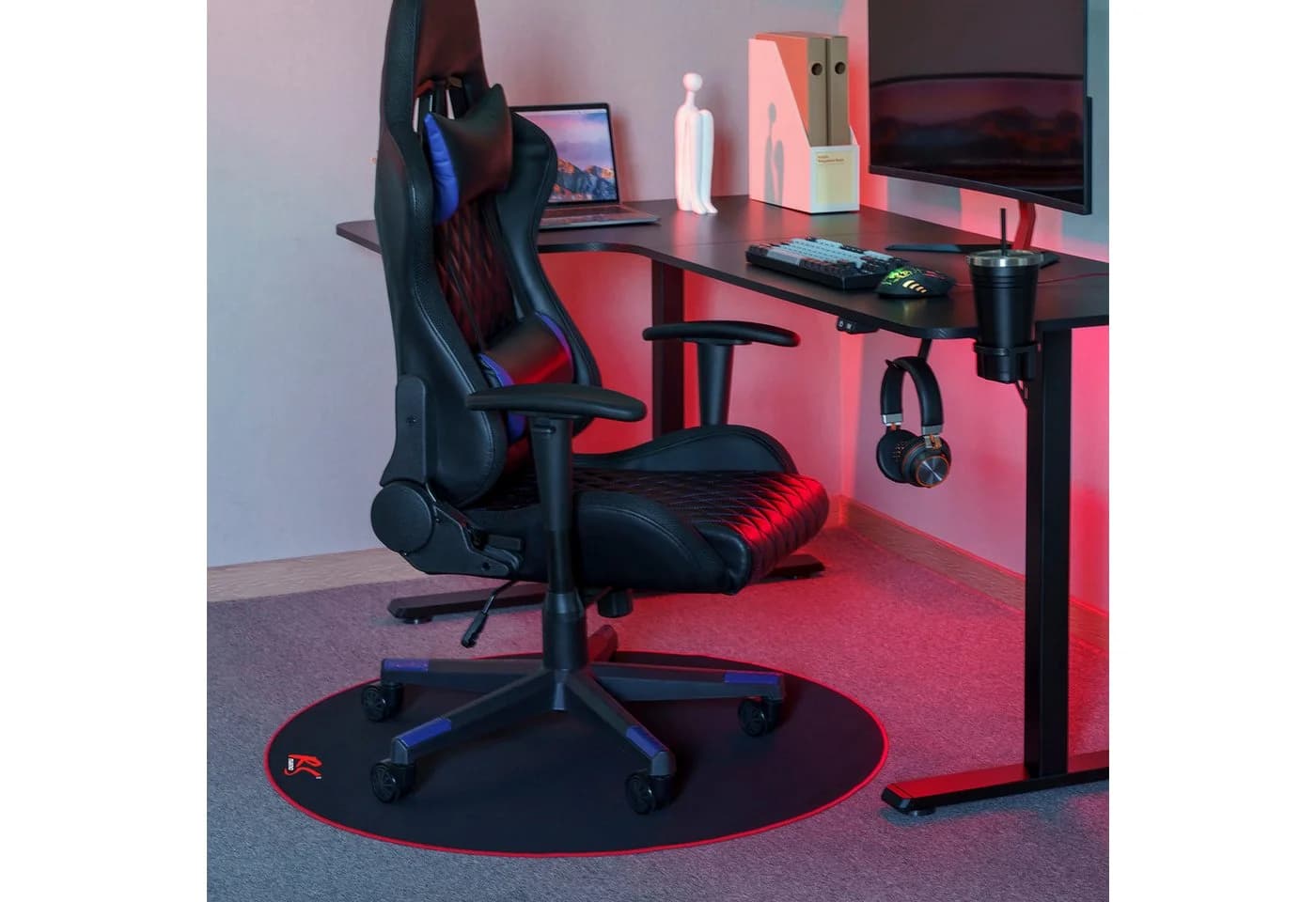 NanoRS Bodenschutzmatte RS172 Gaming Stuhlmatte rund 100 cm schwarz - Bild 4