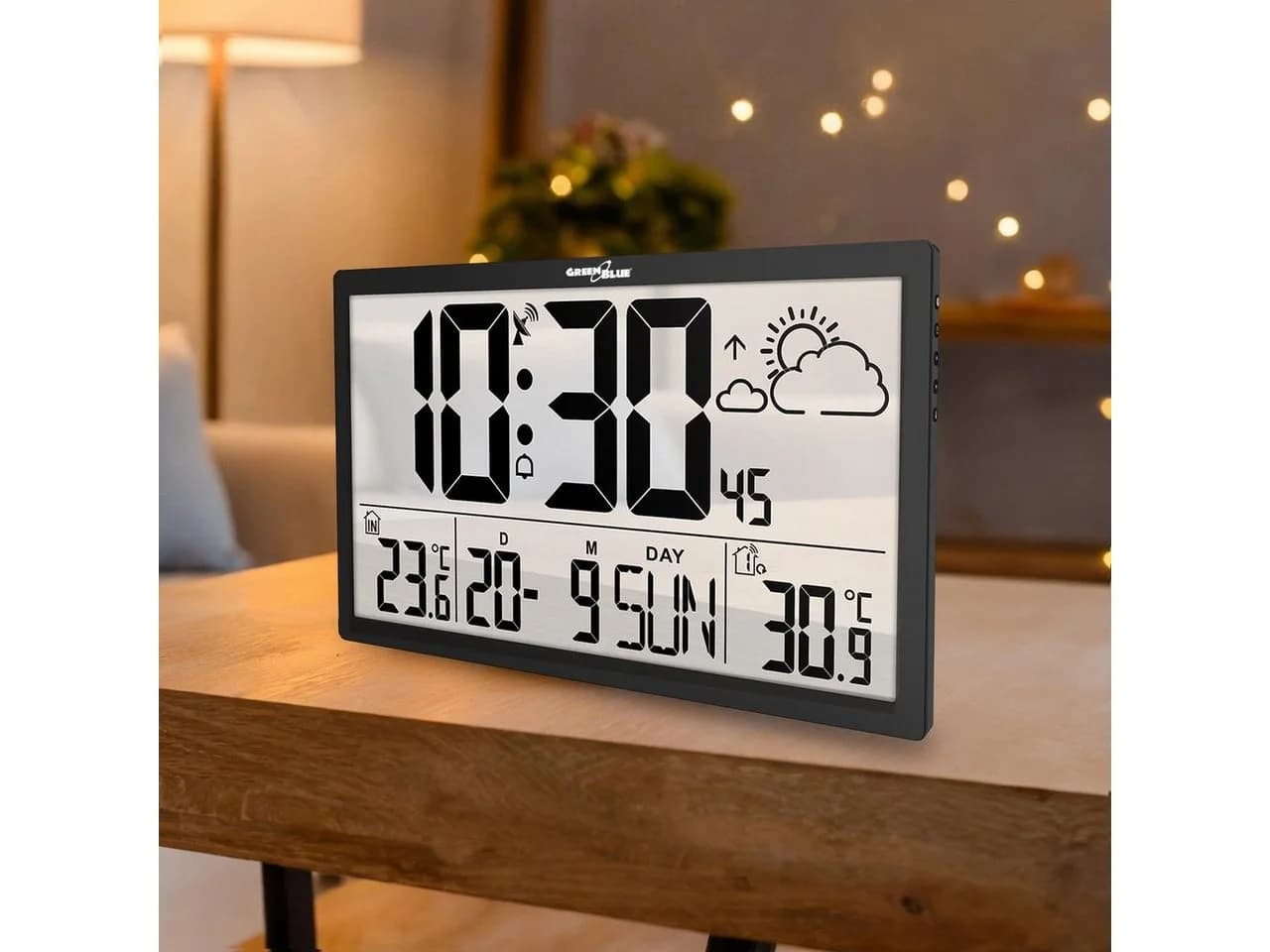 GreenBlue Wanduhr GB218 Wetterstation mit Außensensor Schwarz - Bild 4
