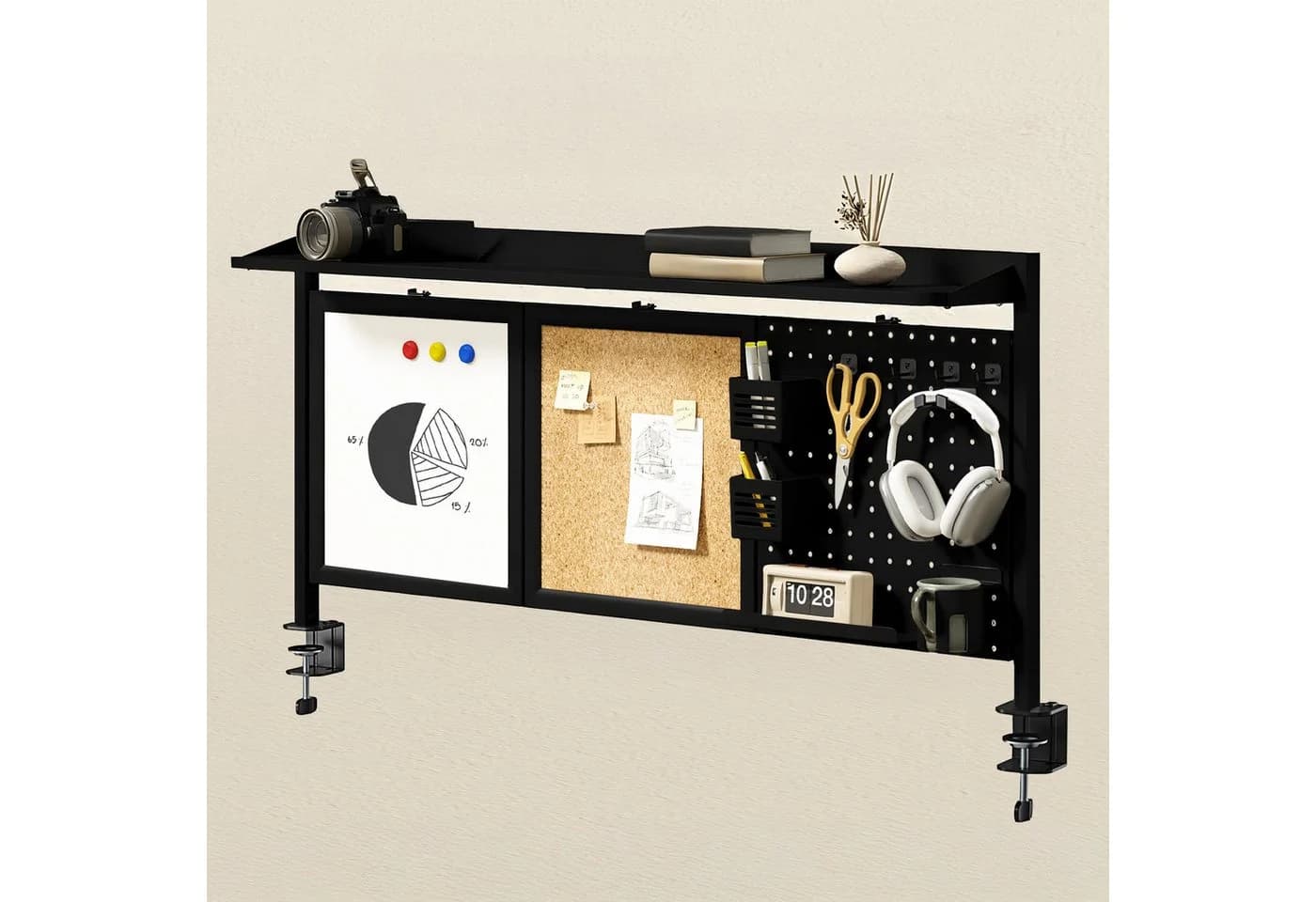 Ergo Office ER-300 Schreibtisch-Organizer mit Korkplatte und Magnetplatte