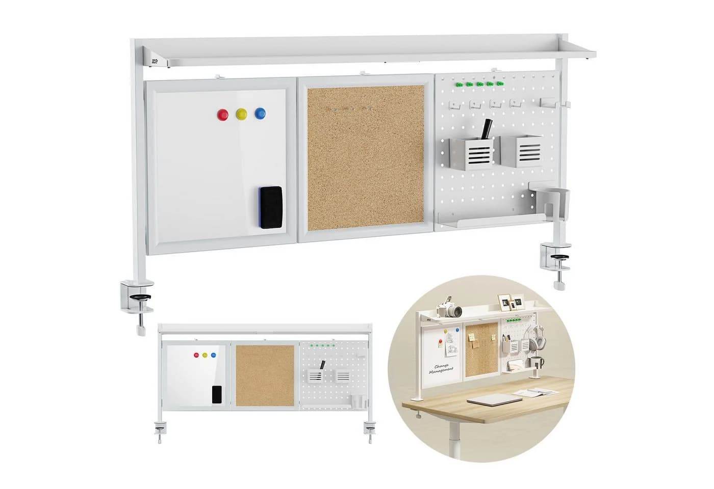 Ergo Office Schreibtisch-Organizer ER-300 mit Kork- und Magnettafel Weiß - Bild 2