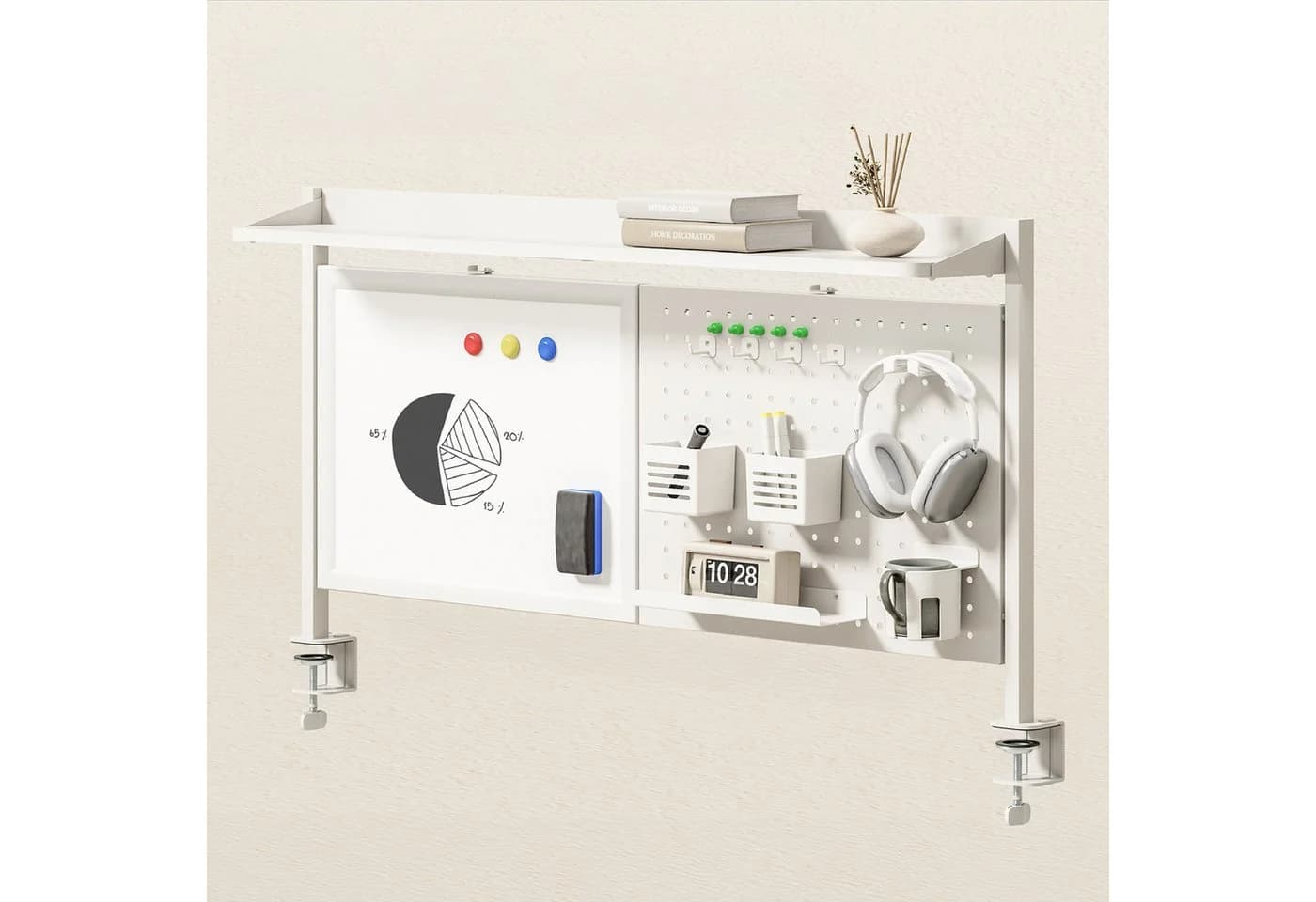 Ergo Office Tafel ER-301 Schreibtischaufteiler mit Magnettafeln, max. Belastung 10kg, weiße Tafel - Bild 3