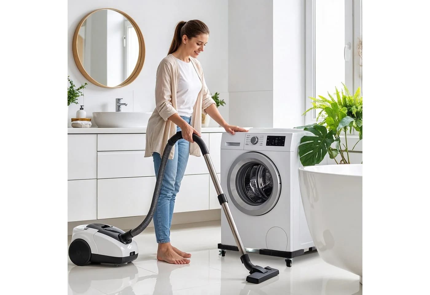 Maclean Waschmaschinenuntergestell MC-119 B mit Rollen und Feststellern
