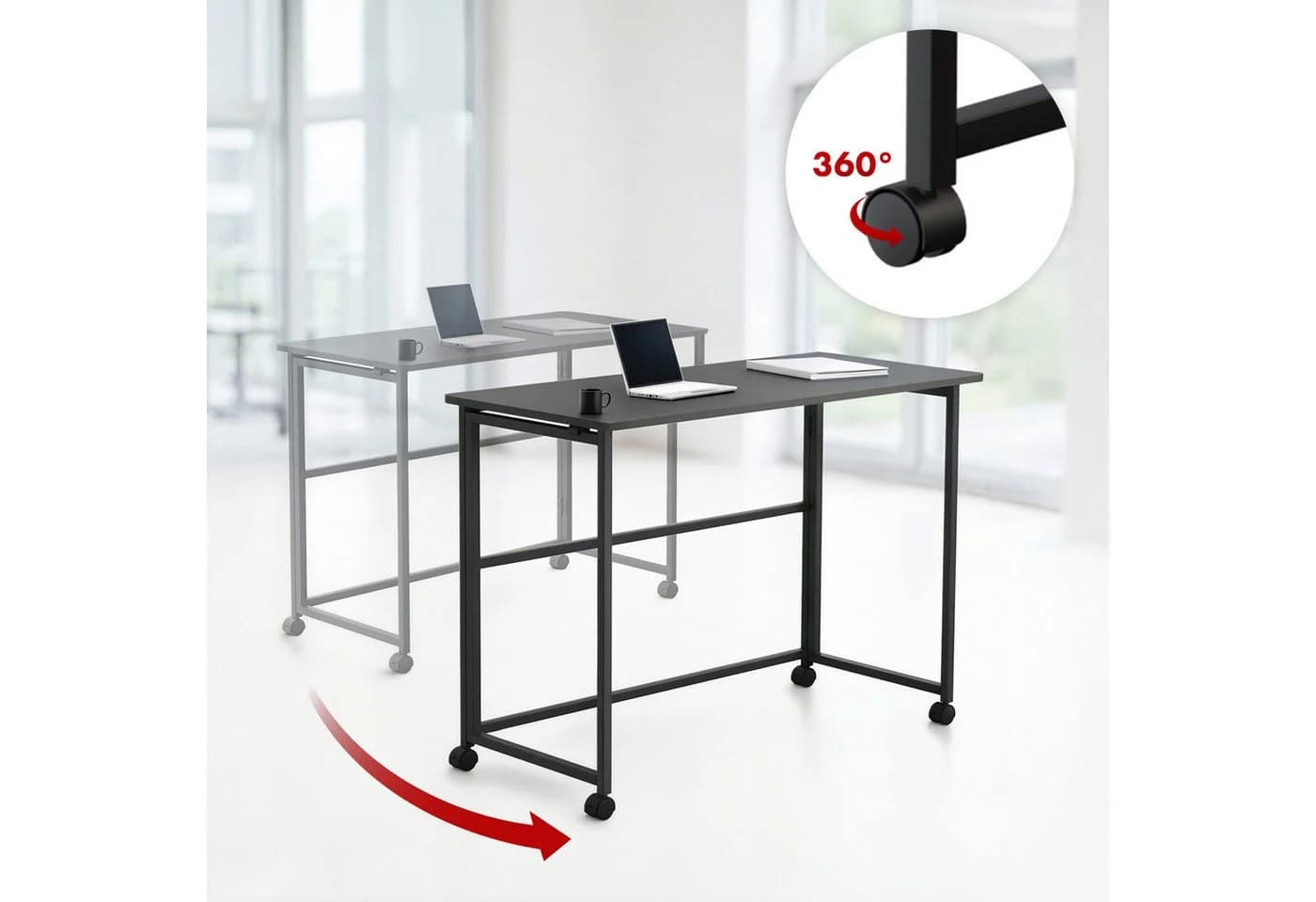 Maclean MC-1250 Klapptisch mit Rädern, 100x50 cm, Klappfunktion - Bild 5